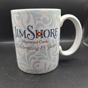 Jim Shore Heartwood Creek Celebrating 15 Years Coffee Mug Blue White Floral